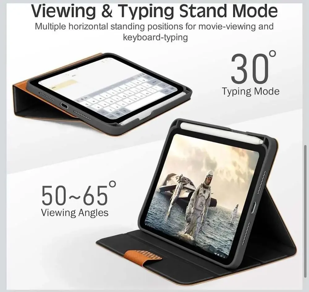 KingBlanc PU Leather Smart Folio Case for iPad Mini 7 (2024) & Mini 6 (2021) wit